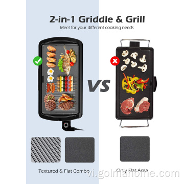 Nướng 2 trong 1 và tấm phẳng không khói Portable BBQ Grill nướng vỉ nướng điện